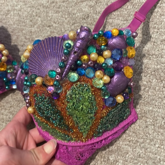 Mermaid Bra, Mermaid Halloween Costume, Mermaid Rave Bra - Picture 4 of 6